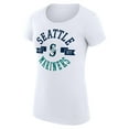 thumbnail image 2 of Women's G-III 4Her by Carl Banks White Seattle Mariners Super-Slim Fit Lightweight City Graphic T-Shirt, 2 of 5