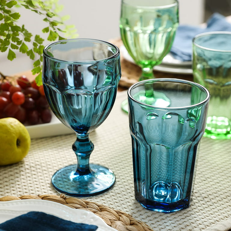 Large Water Goblet Glasses by Toscana, 20 Oz Set of 10, Iced Tea Stemmed  Footed Glass Glassware, Green 