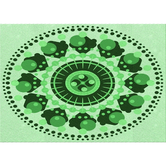 Ahgly Company Machine Washable Indoor Rectangle Transitional Green Area Rugs, 7' x 9'