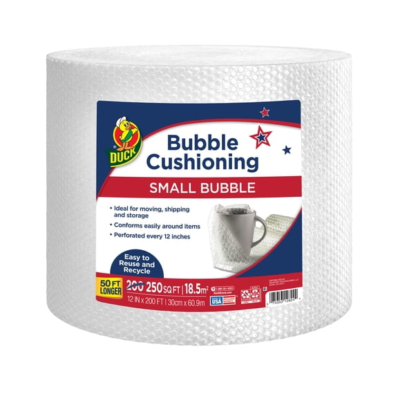 Duck Brand Small Bubble Cushioning Wrap - Clear, 12 in. x 250 ft.  (1  Roll) (288729)