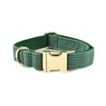 thumbnail image 1 of Dark Green Corduroy Dog Collar And Leash Set With Engraved Nameplate, 1 of 15