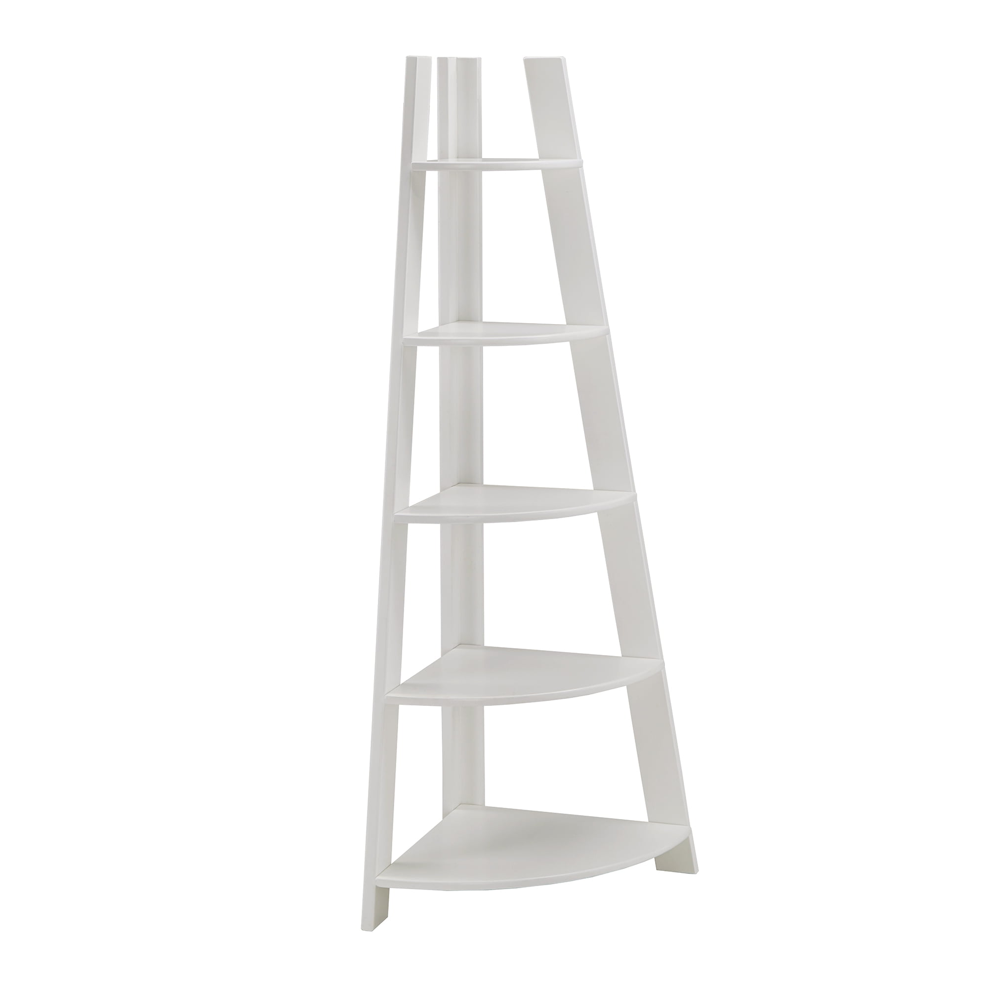 Weston Home Solvig Corner Ladder 5 Shelf Bookcase, White
