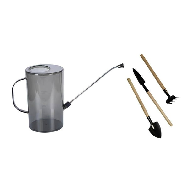 Regadera de jardín de 2 l, equipo de riego para plantas, boquilla larga para plantas de interior y exterior, flores de jardín y oficina. gris