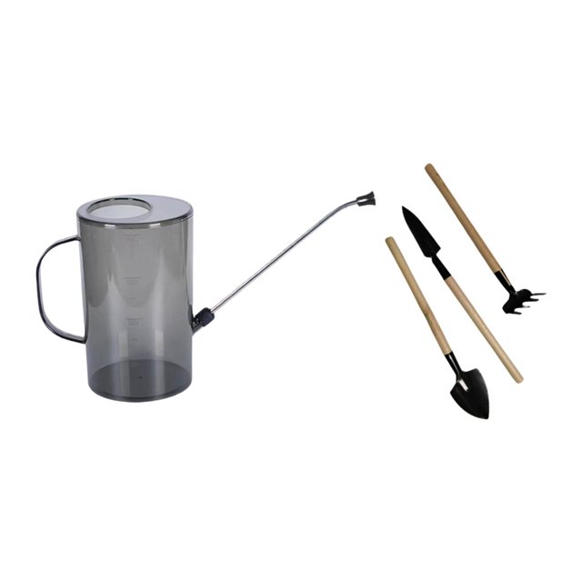 Regadera de jardín de 2 l, regadera para plantas, aspersor portátil, boquilla larga para jardinería de interior, plantas de interior, plantas de gris
