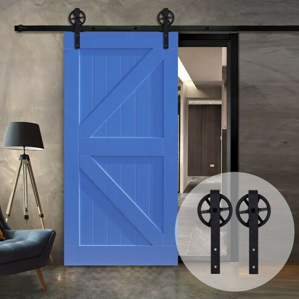Sliding Barn Door Hardware Single Track Bypass Double Door Kit, 68FT