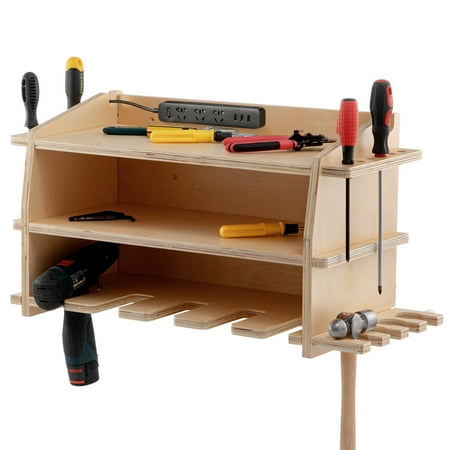 

BENTISM Power Tool Organizer Drill Wall Tool Holder 5 Slots 2-Shelf Wall Mounted