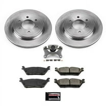 PowerStop Rear Stock Replacement Brake Pad and Rotor Kit with Calipers Fits: FORD Select Models KCOE8030