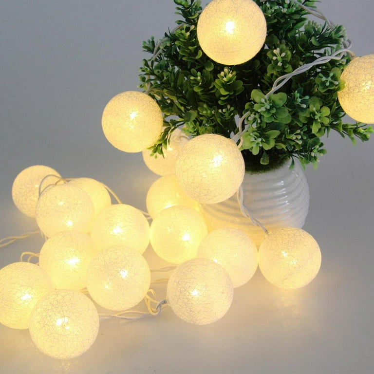 XIYUNTE Cotton Ball String Lights 3M/10FT 20 LED Cotton Ball Lights USB or  Ba