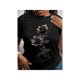 thumbnail image 1 of Delicate Rose Print Round Neckline Stylish Casual Short-Sleeve Summer T-Shirt for Women with a Fitted Design, 1 of 6