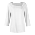 thumbnail image 7 of Mifsaly Plus Size Blouses for Women 3/4 Sleeve Square Neck Cotton Tops Button Decoration Lightweight Breathable Oversized Tshirts Summer Casual Work Office Outfits L, 7 of 7