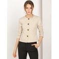 thumbnail image 3 of Chaqueta De Mujer Con Botones Cortos Y Ligeros Vintage De Otoño Con Bolsillos Beige L, 3 of 6