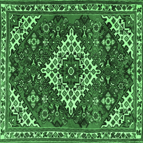 Ahgly Company Indoor Square Persian Emerald Green Traditional Area Rugs, 6' Square