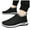Black, variant on Men's Snow Ankle Boots Waterproof Warm Plush Lined Outdoor Slip On Lightweight Winter Shoes