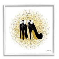 Stupell Industries Gold Glitz Fashion Bow High Heels Abstract Splatter, 24 x 24,Design by Martina Pavlova