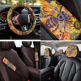 thumbnail image 4 of HUIACONG Floral Bee Psychedelic Automotive Interior Accessories, with Key Ring Car Cup Holder Coaster, Compatible with Trucks Cars, 4 of 7
