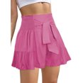 thumbnail image 3 of SLADYGLO Women Strappy Elastic Pleated Waist Wide-Leg Ruffle Hem Versatile Shorts, 3 of 6