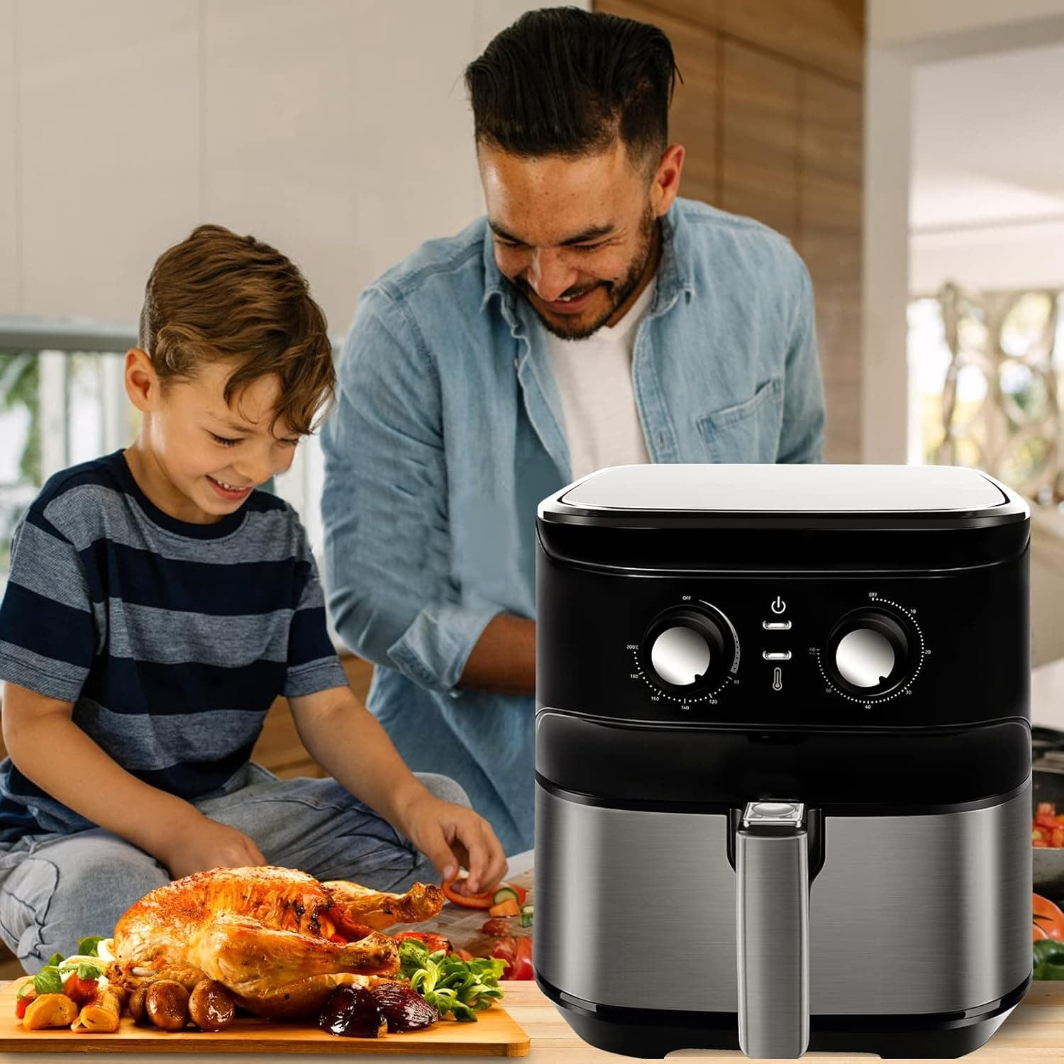 Air Fryer 5.8Qt/5.5L - Electric Airfryer with Temperature Control, Timer, Non-Stick Fry Basket, 1700W High-power, Fast Oven Oilless Cooker, Dishwasher Safe - A Great Kitchen Assistant