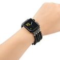 thumbnail image 3 of fastgo Compatible with Apple Watch Band 42mm 44mm 45mm Pearl Beaded Elastic Bracelet Women Girl for iWatch 7 6 SE 5 4 3 2 1(Black), 3 of 6