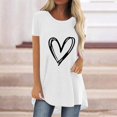 thumbnail image 4 of MESSIYO Tunic Tops Short Sleeve Tunic Tops long shirts for women for leggings tee shirts womens women blouses Fashion Casual Printed Round Neck Short Sleeve Front Long Back T Shirt White S, 4 of 4