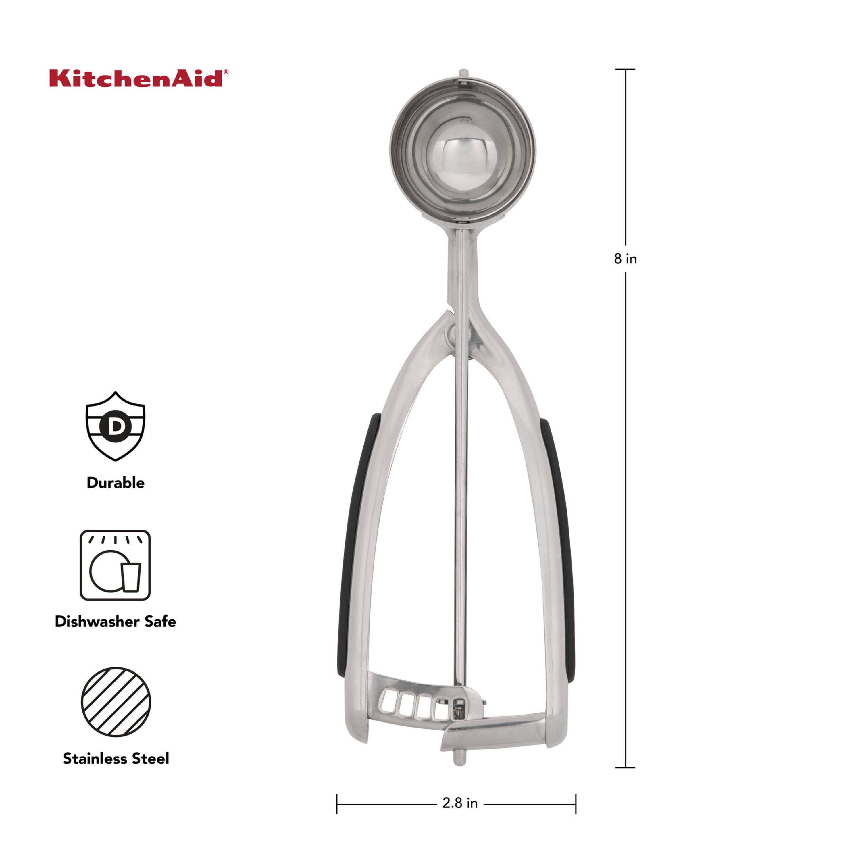 KitchenAid Stainless Steel Cookie Dough Scoop 0.3 lb Black