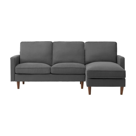 CorLiving Lena Comfy Grey Upholstered Reversible L Shaped Sectional Couch - Perfect Sectional Sofa for Living Room | Elegant L Shape Sofa Couch | Furniture for Living Room Sofas & Couches