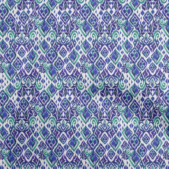 oneOone Cotton Silk Royal Blue Fabric Ikat Diy Clothing Quilting Fabric Print Fabric By Yard 42 Inch Wide