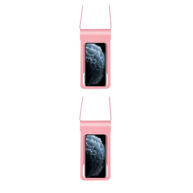 Estuche Impermeable Injueey para teléfono 5.1-6.5 pulgadas Rosado 2Conjunto