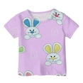 thumbnail image 2 of Tee Shirt for Kids Girls Easter Bunny Print and Egg Bilby Print Resurrection Sundayrabbit T Shirt Short Sleeve Shirts for Girls Tops Cofy Round Neck Summer Clothes Fashion Wearing # 6-7 Years, 2 of 3
