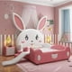 thumbnail image 3 of Pink Princess Bed For 3 To 16 Years Old Children Solid Wood Furniture Cute Rabbit Shape Bedroom Girl Kids Bed With Guardrail My Lux Decor Round, 3 of 16