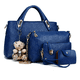 thumbnail image 1 of Juego 4 Bolsos Mujer Cartera Tote Cosméticos Tarjetero Oso Xtellar Color Azul, 1 of 3