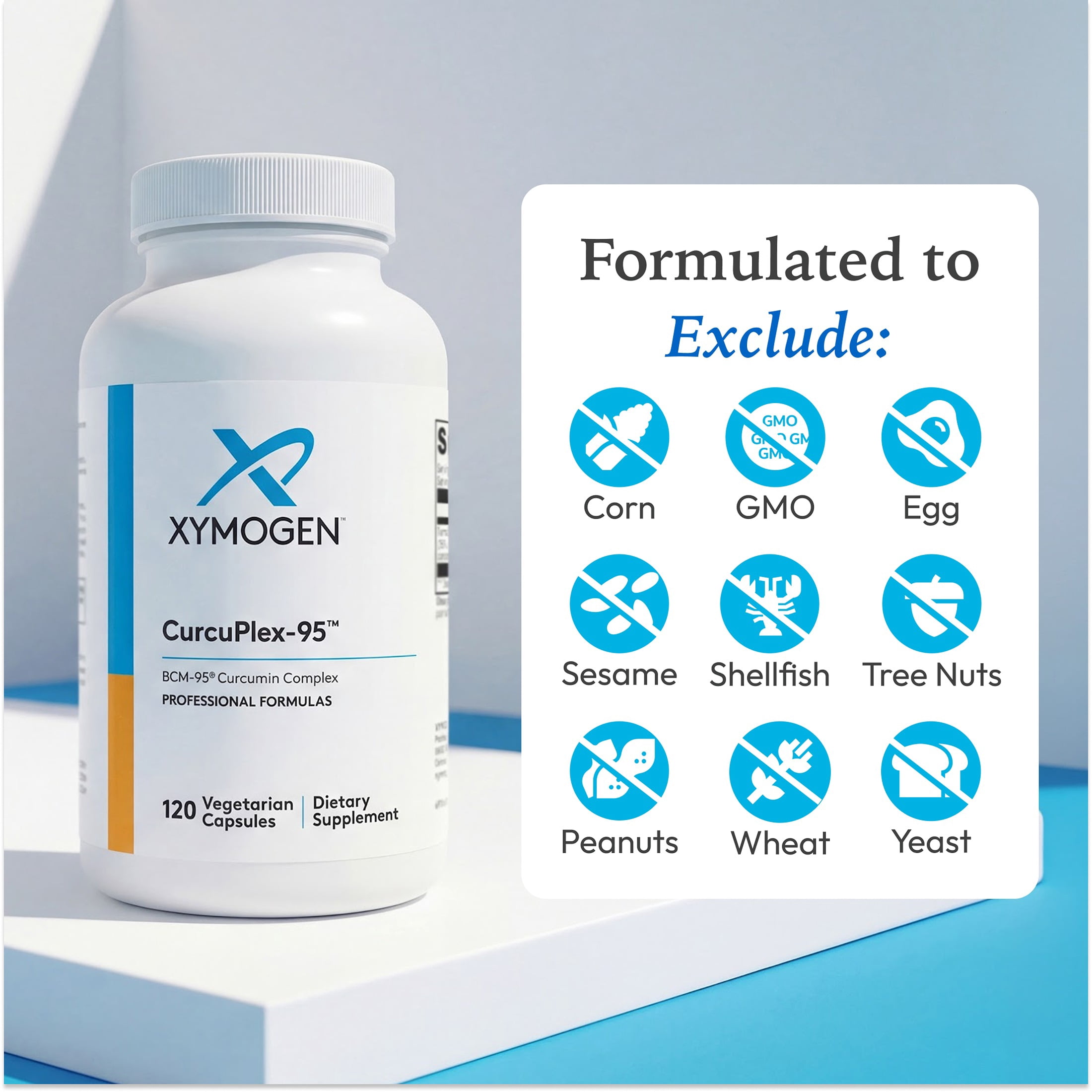 XYMOGEN CurcuPlex 95 Turmeric Curcumin Supplement for Daily Brain