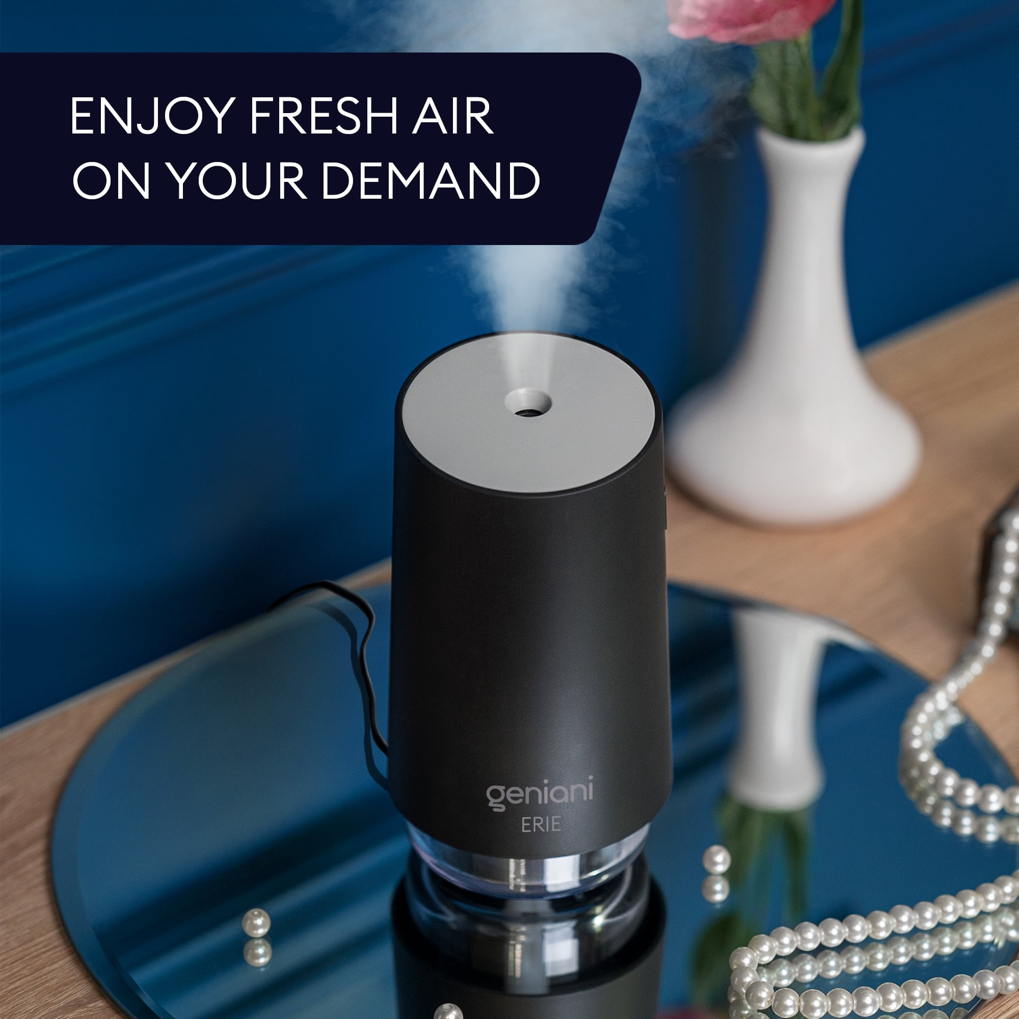 Geniani Portable Small Cool Mist Humidifiers - USB Desktop Humidifier for Plants, Office, Car, Baby Room with Auto Shut Off & Night Light - Quiet Mini Humidifier