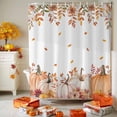 thumbnail image 3 of Shower Curtain 36"W x 72"L Autumn Thanksgiving Pumpkins Flowers Leaves Fabric Shower Curtains Set with Hooks Water Repellent Bathroom Curtains Machine Washable Bathroom Accessories, 3 of 6