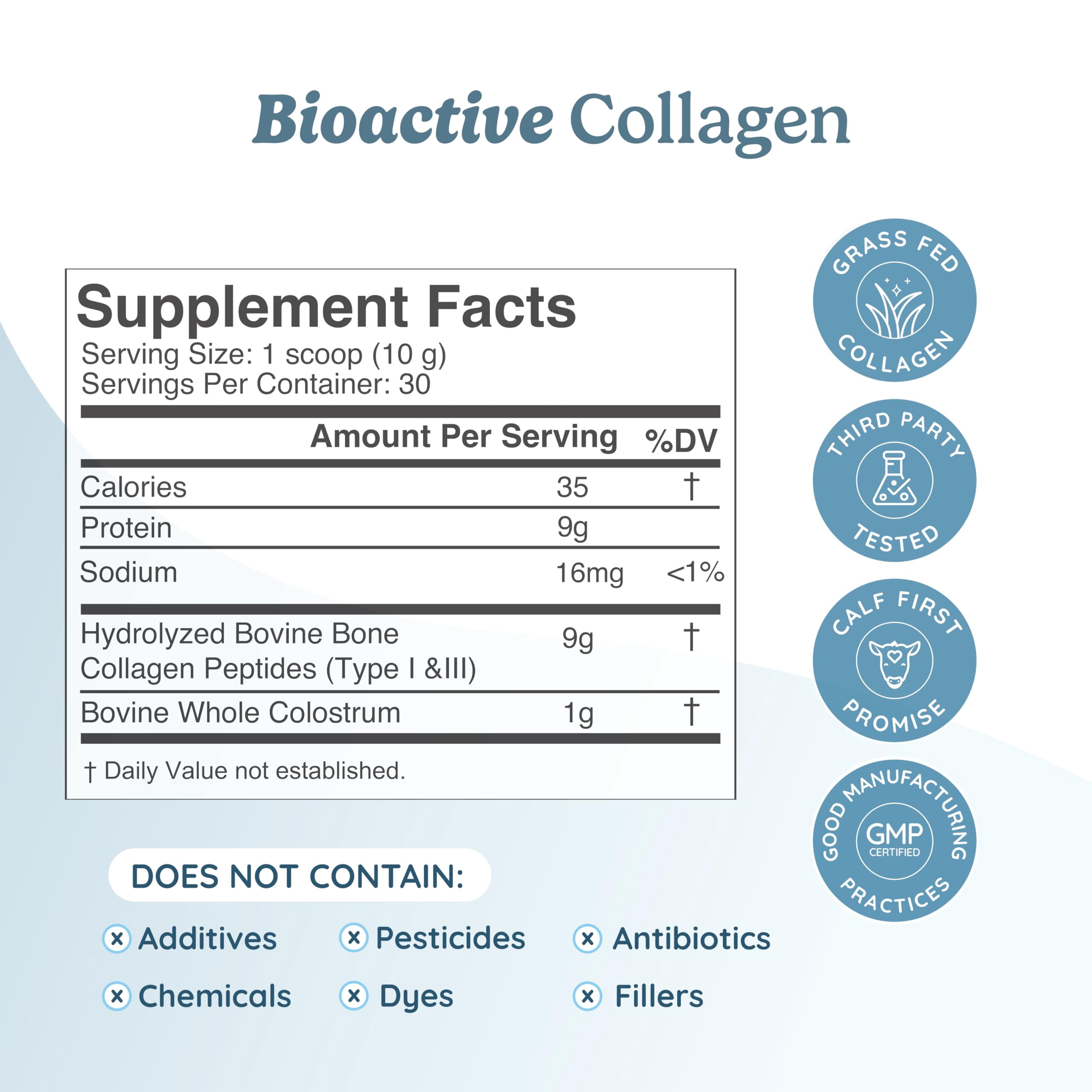 WONDERCOW Collagen Peptides Powder w/Bovine Colostrum, Naturally-Sourced Hydrolyzed Bone Collagen Powder, Hair Skin Nail & Joint Support,Type I & III Grass-Fed Collagen Supplements for Women & Men