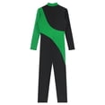 thumbnail image 5 of TiaoBug Women Shiny Rhinestone Gymnastics Leotard Bodysuit Full Length Figure Skating Jumpsuit Green XXL, 5 of 7