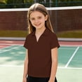 thumbnail image 2 of ZHOGXU Toddler Kids Girls Polo Shirt Solid Color Short Sleeve Lapel Breathable Lightweight Tee Top For Everyday Wear,Brown,5-6 Years, 2 of 7