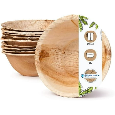 

Palm Leaf Tableware | 5 Round Bowl - 225 ml | 25 Pieces Party Pack | Biodegradable and Compostable Serving Bowls for Weddings Parties and Catering | Eco-Friendly & Compostable Dinnerware