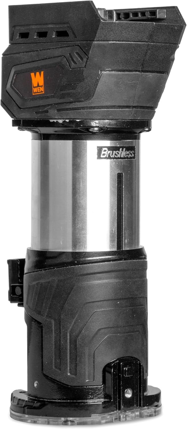 WEN  20V Max Cordless Brushless Compact Trim Router with Fixed Base, 4Ah Lithium-Ion Battery, and Charger (20610)