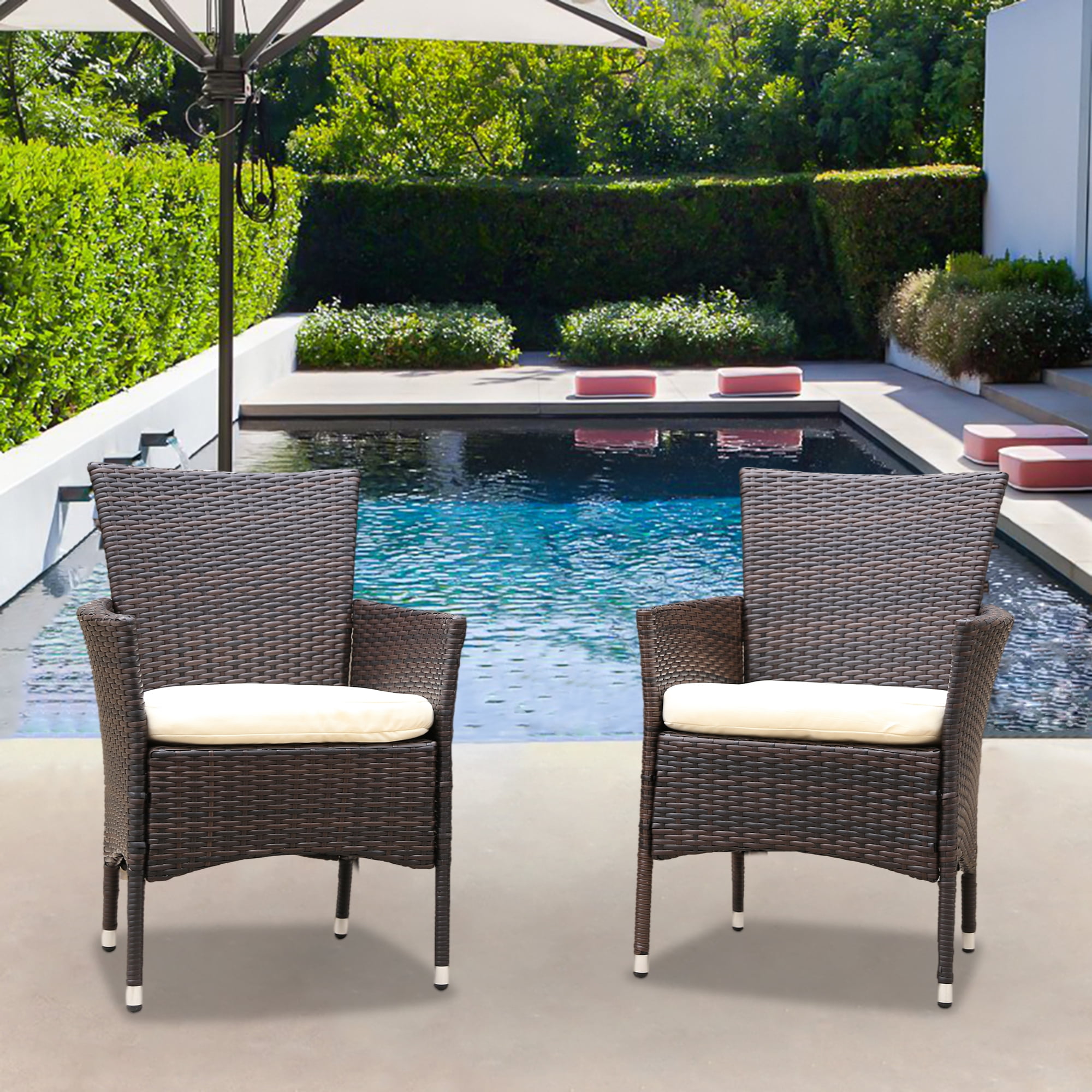 SYNGAR Outdoor Conversation Chairs, Set of 2, All Weather Chairs Set