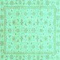 thumbnail image 1 of Ahgly Company Machine Washable Indoor Square Oriental Turquoise Blue Modern Area Rugs, 4' Square, 1 of 4