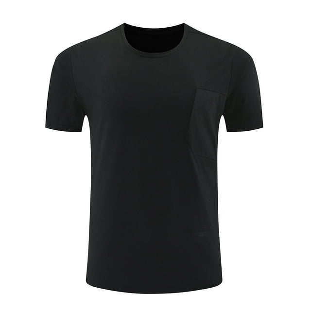 Lmnyox T-Shirt Basique à Manches Courtes pour Hommes, T-Shirt de Sport Décontracté avec Poche, Col Rond, Hauts de Course d'Été