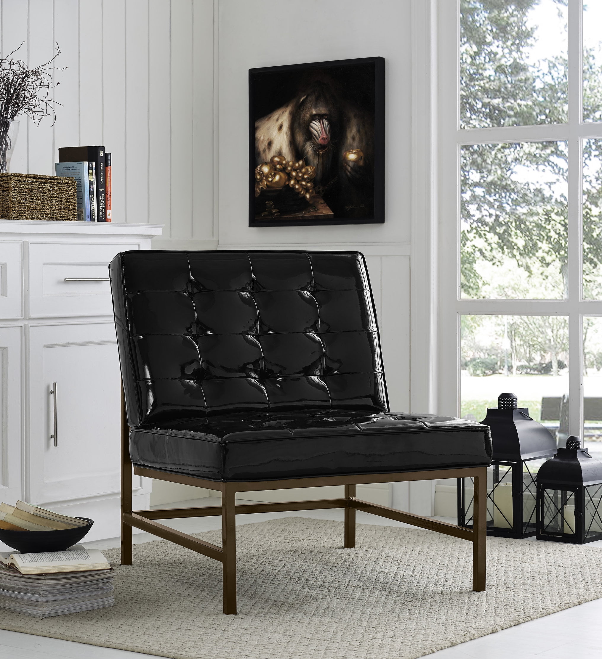 Jed Black Patent Leather Chair