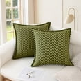 thumbnail image 2 of Unique Bargains Pack of 2 Chenille Soft Striped Modern Throw Pillow Covers Green Black, 2 of 7