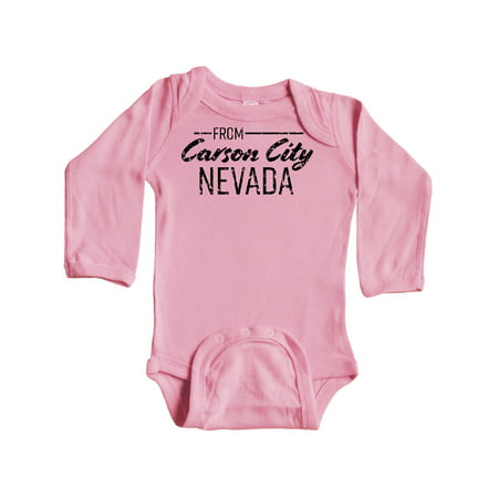 

Inktastic From Carson City Nevada in Black Distressed Text Gift Baby Boy or Baby Girl Long Sleeve Bodysuit