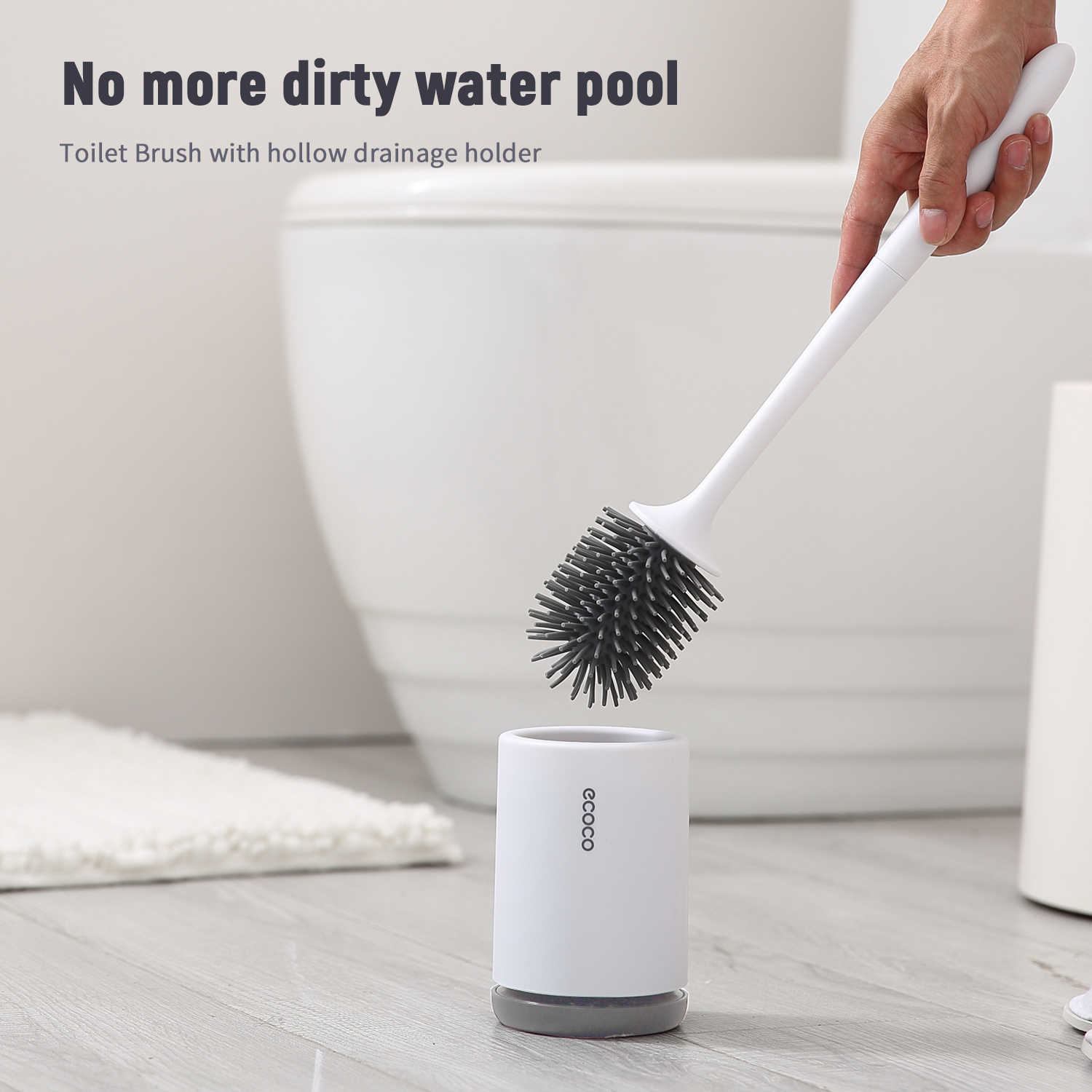 Keep Toilet with Soft TPR Toilet Brush and Holder Set, Quick Drying, Sturdy Grip - image 2 of 7