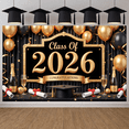 thumbnail image 4 of Gold Black Theme Class of 2026 Banner Elegant Design Graduation Display Graduation Cap Diploma Scroll Congratulation Backdrop for Graduation Ceremony Senior Party Grad Photo Shoot, 4 of 8
