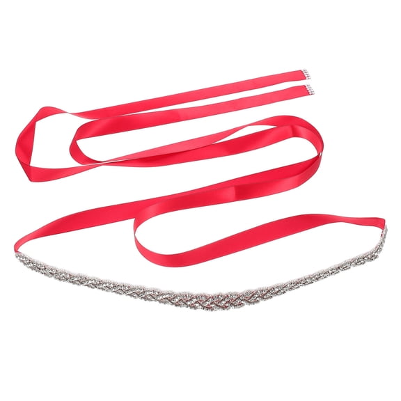 Niceauty Rhinestone Women Belt Watermelon Red Satin 1Pcs Fashion Design Decorative Waistband for Everyday Matches