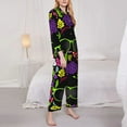 thumbnail image 4 of Kll Black Head African Woman Print Women'S Long Sleeve Pajamas With Pants Sleepwear Loungewear 2 Set-X-Large, 4 of 9