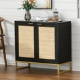 thumbnail image 6 of Eumyviv Modern Accent Sideboards Cabinets with 2 Rattan Doors, Mid-Century Buffets Storage Credenzas for Bedroom Living Room, Black H0046, 6 of 9