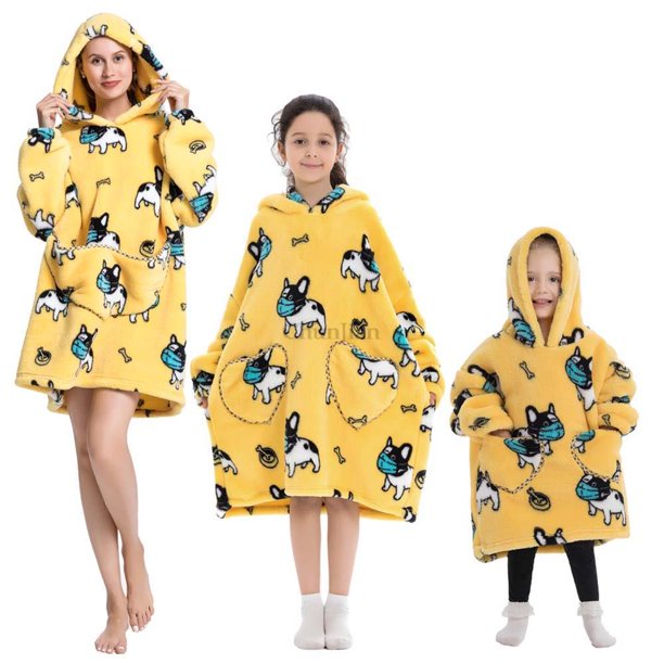 Sudadera con capucha a juego para la familia para mujer, manta de Sherpa de franela de felpa de gran tamaño, sudadera cálida para Halloween, ropa de casa gruesa para mujer, invierno